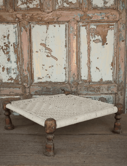 Vintage Tribal Pida Stool with Lacquer Legs (restrung)