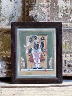 Vintage watercolour of lord krishna, hindu god of love