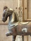 vintage wooden horse with mother of pearl inlay, rajasthan