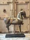 vintage wooden horse with mother of pearl inlay, rajasthan