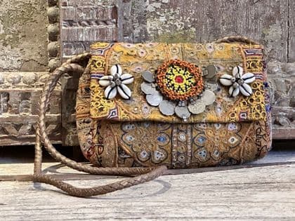 Yellow vintage Afghan textile bag