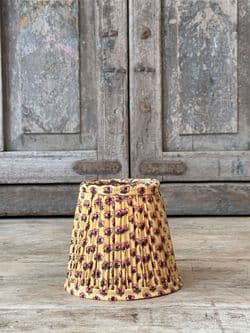 Yellow with Pink Flowers blockprint  Lampshade - mini
