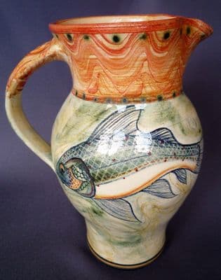 Adrian Brough decorative St Ives ceramic Fish Jug