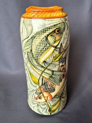 Adrian Brough Square Top Ceramic Fish Vase