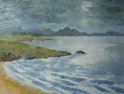 David Barnes Moonlit Seascape oil on canvas