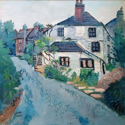 Fred Yates Cottage on a Country Lane oil painting