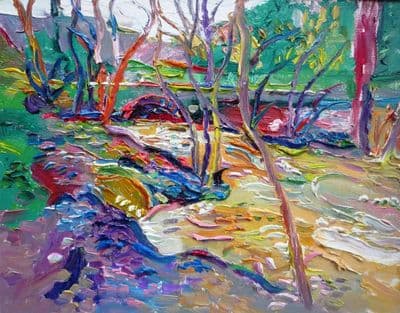 Fred Yates French River Scene oil on canvas