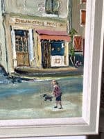 Fred Yates French Street Scene oil on board