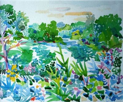 Fred Yates River Landscape original watercolour
