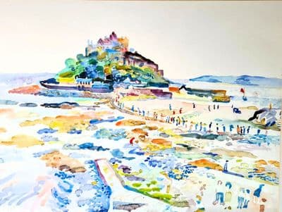 Fred Yates St Michaels Mount Watercolour