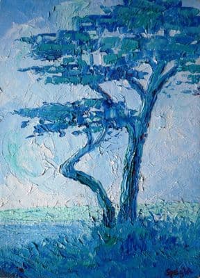 Joan Speight Pine Trees above Marazion oil painting