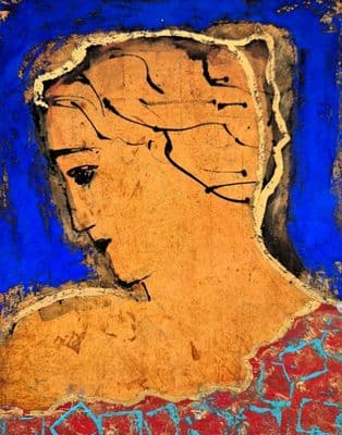 John Emanuel Classical Head oil and gold leaf on panel