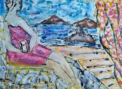 John Emanuel Figure and Seascape oil on paper