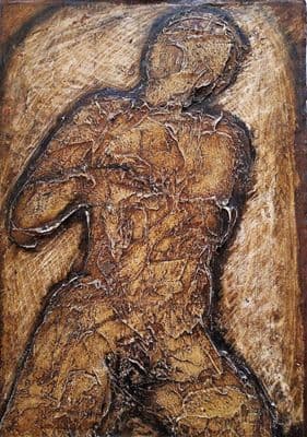 John Emanuel Man figure oil and mixed media painting