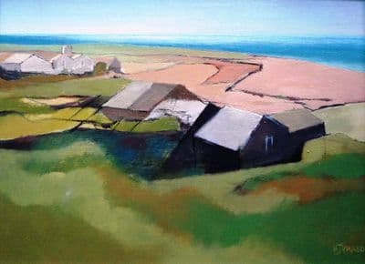 Michael Praed Cornish landscape Morvah oil on board