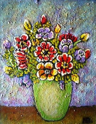 Norman Bray Modern British Still Life Flowers in a Pot