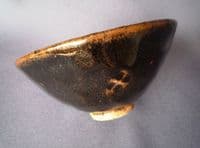 Peter Swanson Small Hand Carved Tenmoku Glaze Bowl