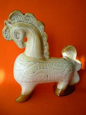 Rare Celtic Pottery Medallion Horse