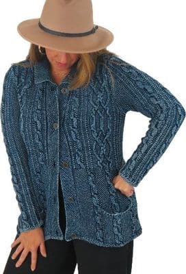Aran cardigan in Indigo Yarn