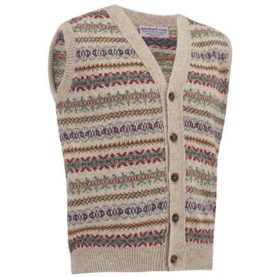 CREST FAIR ISLE  WAIST COAT F51 OATMEAL