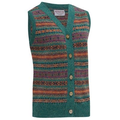 Harvest Fair Isle waistcoat Ladies' F 137 kingfisher