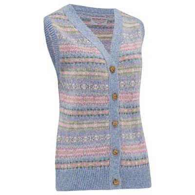 Harvest Fair Isle waistcoat Ladies' F 39-Glacier