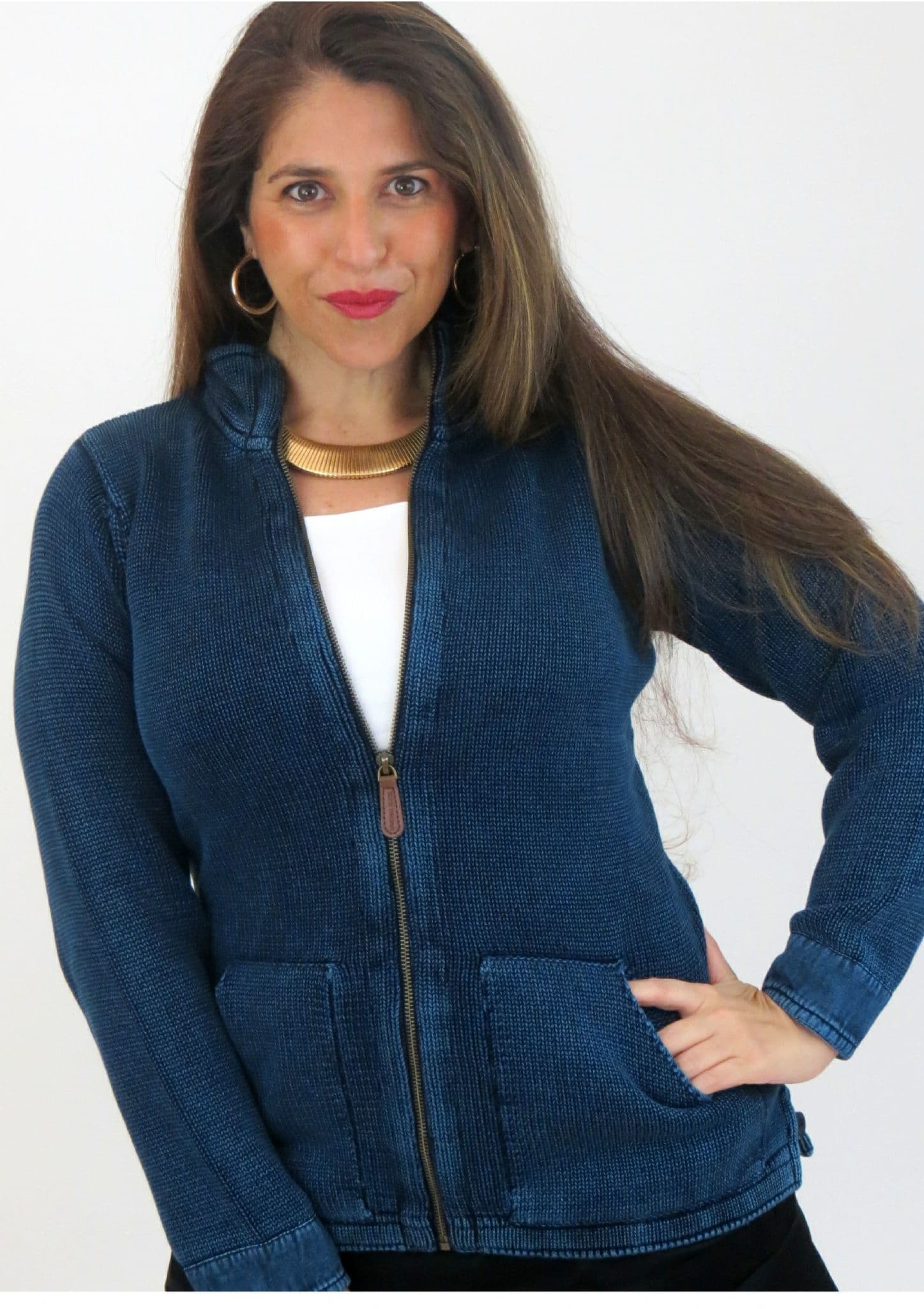 Traveller Jacket-Indigo Knitwear for Ladies'-Original Blues