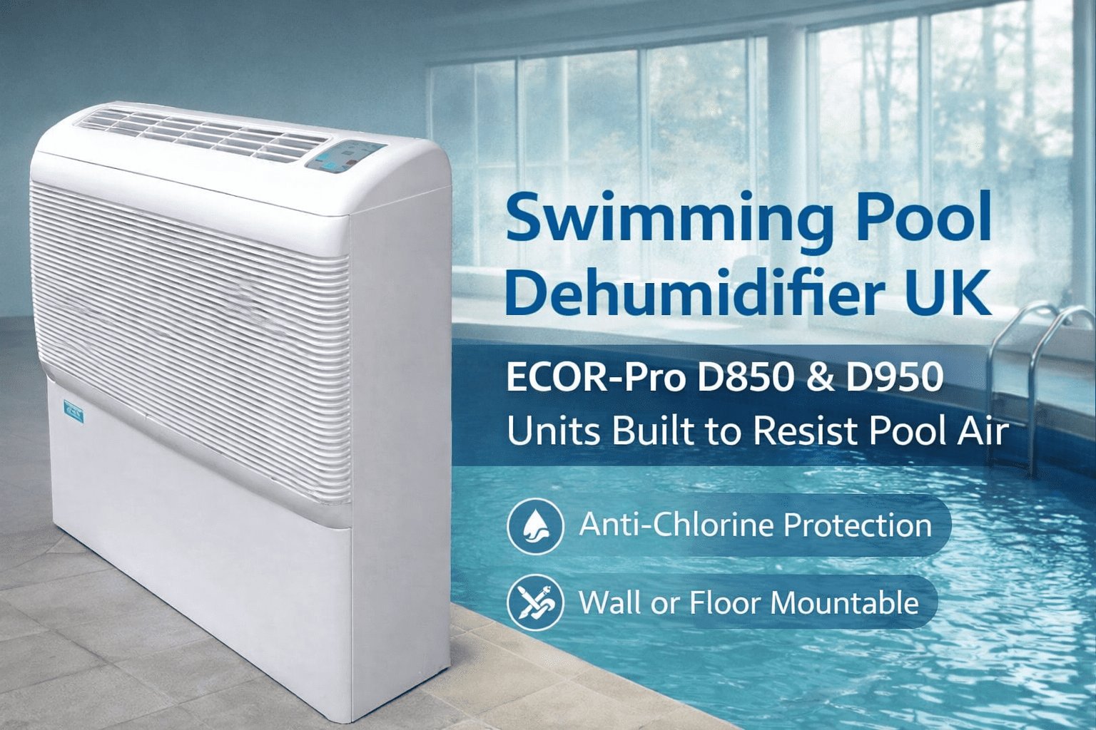Swimming Pool Dehumidifier UK: Why the Ecor-Pro D850 & D950 Are Built for Pool Air