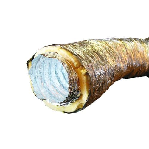 10 meters x 100mm Boxed Insulated Flexible Silver Ducting