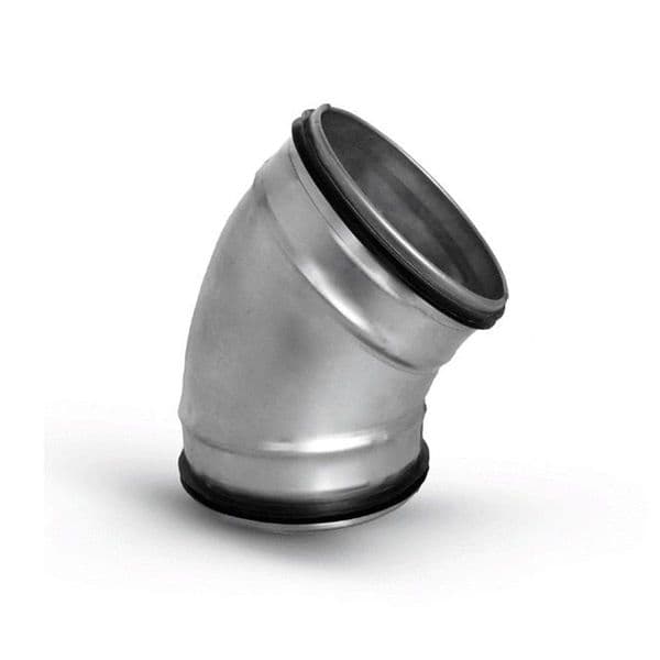 45 degree Elbow Pressed Bend Duct Fitting For Circular Spiral Ducting With Rubber Seal 150mm