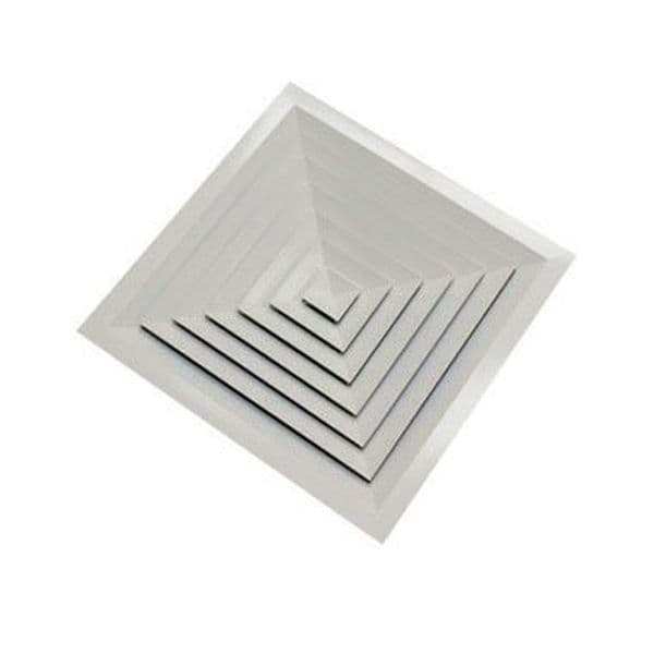 595mm 4 Way White Ceiling Diffuser With 450mm Neck For 600mm Ceiling Grid