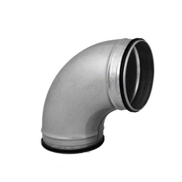 90 degree Elbow Pressed Bend Duct Fitting For Circular Spiral Ducting With Rubber Seal 400mm