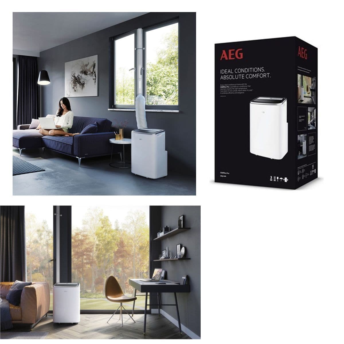 AEG Portable Air Conditioning AXP26U338CW 2 5Kw/9000Btu With Remote