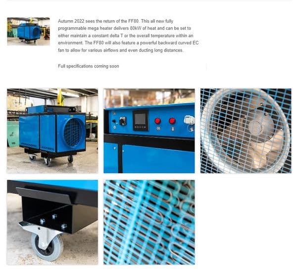 Broughton FF120 Ducted Industrial Electric Fan Heater 120Kw/400000Btu 415V~50Hz