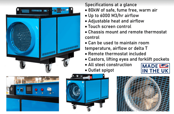 Broughton FF120 Ducted Industrial Electric Fan Heater 120Kw/400000Btu 415V~50Hz