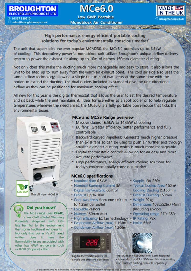 Broughton Mce6 0 Industrial Portable Air Conditioning Mobile 6kw