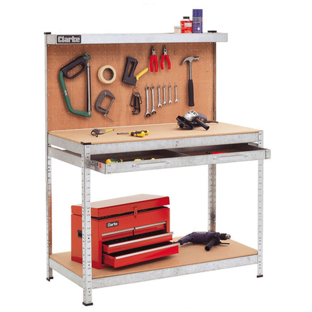 Clarke Modular Workbench Clarke CWB-G1 Workbench with Draw and Pegboard
