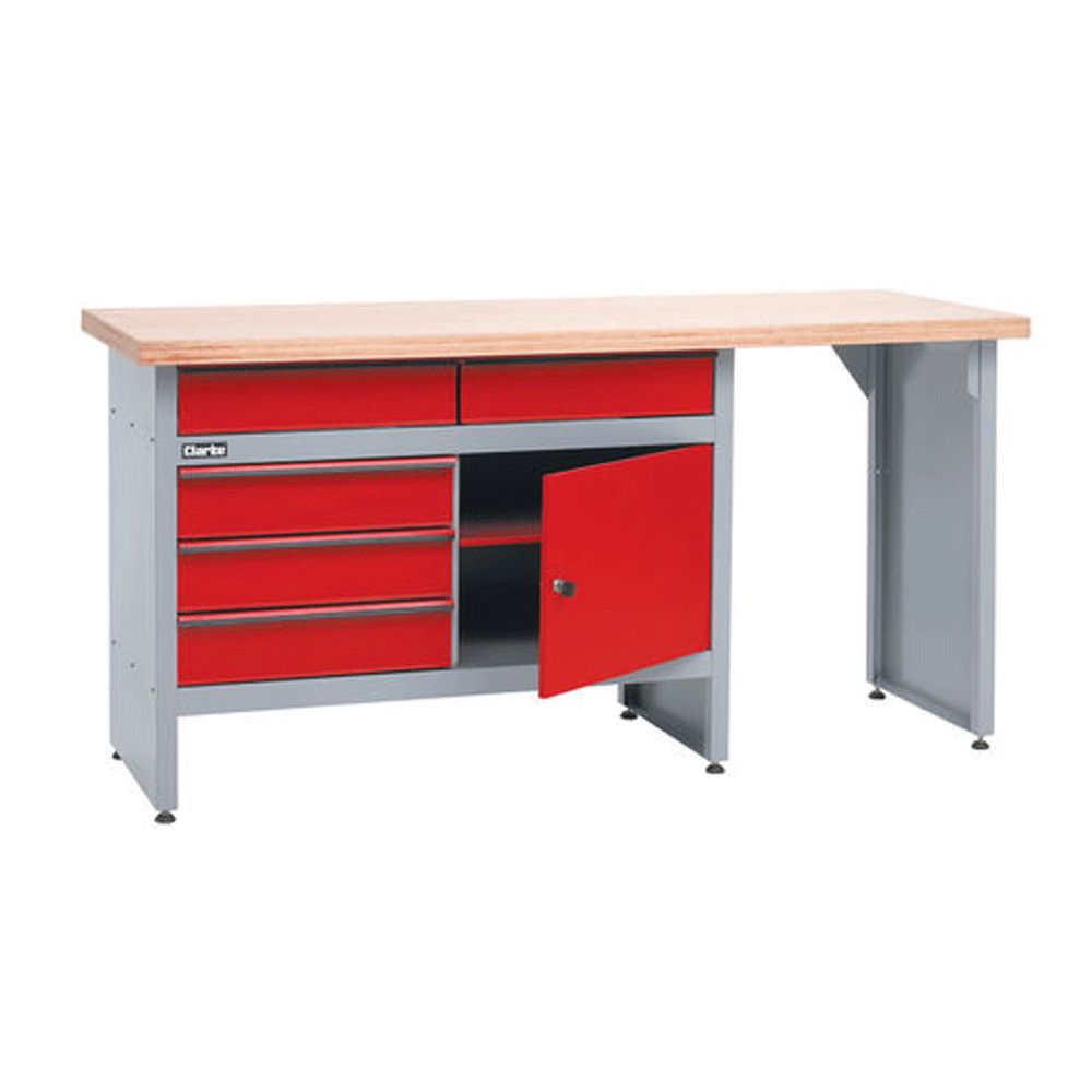 Clarke CWB1700P Workbench With 5 Drawers And Lockable Cupboard