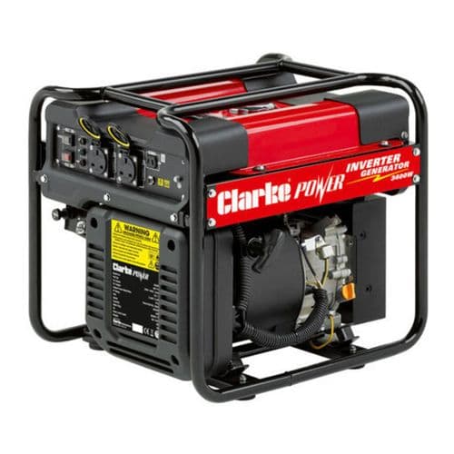 Clarke IG3500AF Open Framed Inverter Petrol Generator 3400W 12VDC And 2x230V~50Hz