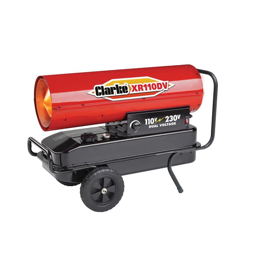 Clarke XR110DV Paraffin Diesel Space Heater 29 3kW 100 000 BTU Dual Voltage  110V/240V 50Hz