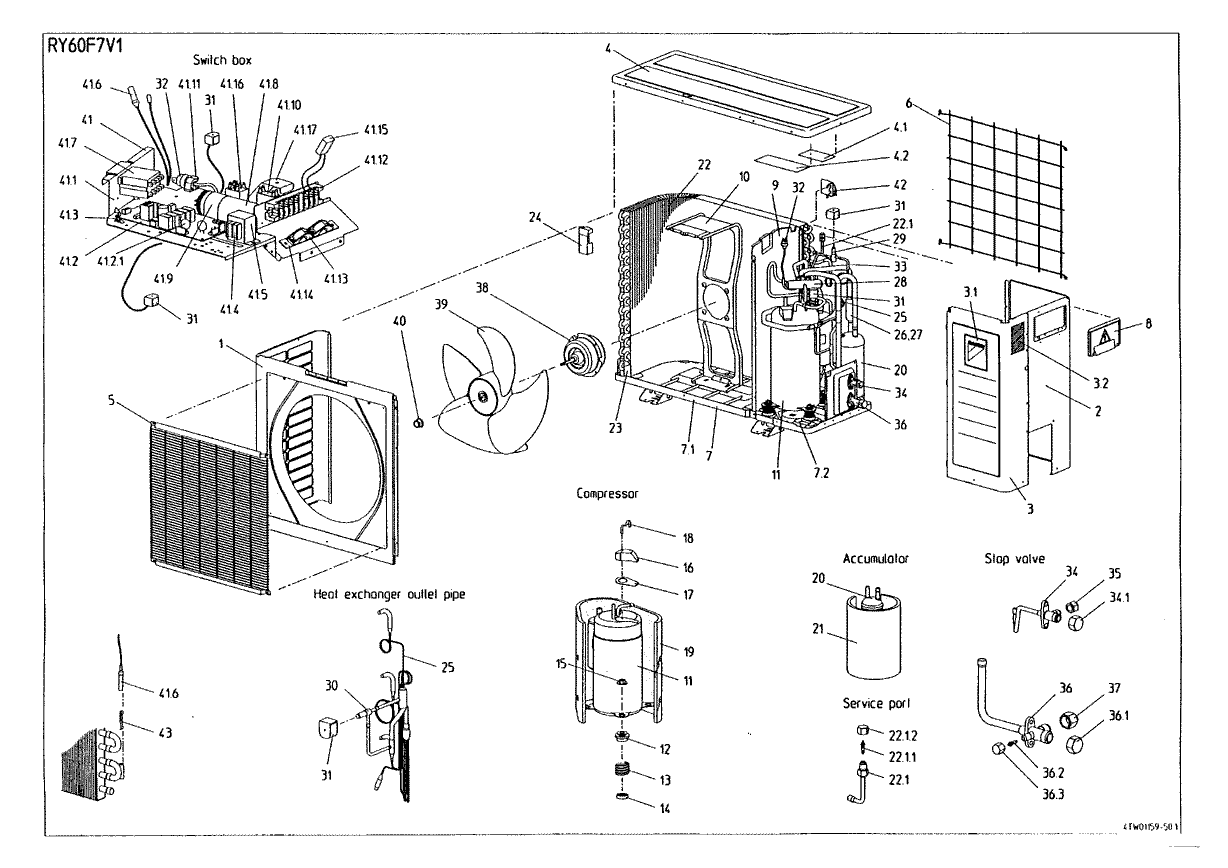 Daikin Air Conditioning Spare Part 197065P COMPRESSOR RY60F7V1