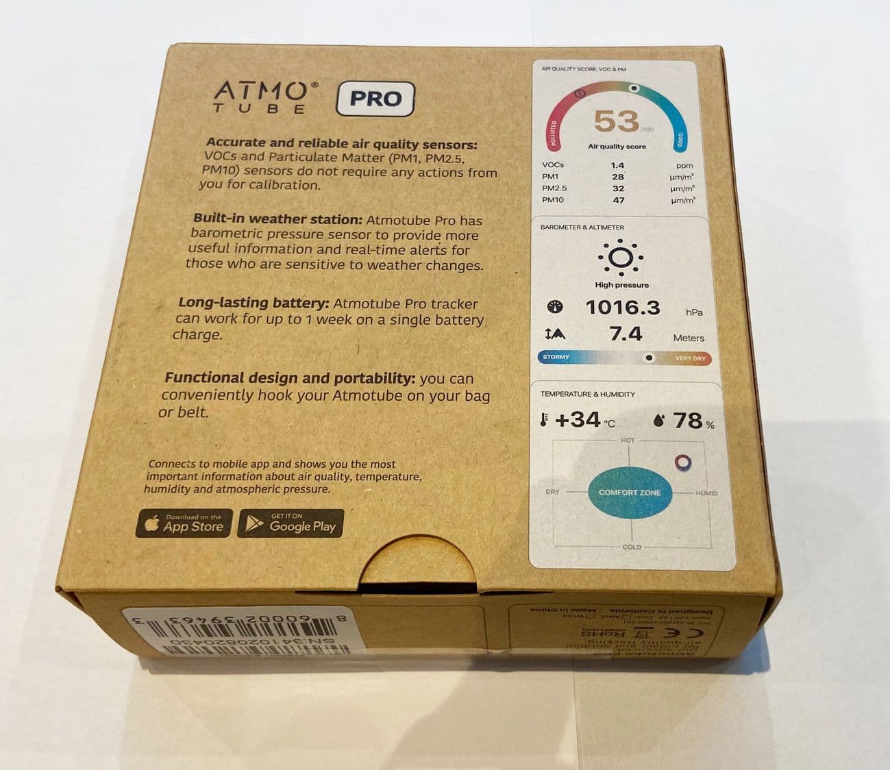 Daikin UK ATMOTUBE Portable Air Pollution Monitor USB Rechargeable