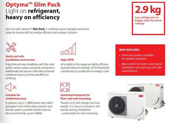 Danfoss Optyma Frozen Food EVS291/BED OP-LSQM048NTW05G/E -21 DegC 10M3 Room        Coldroom Kit
