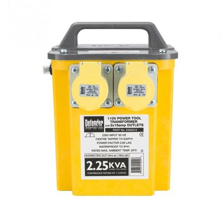 Defender Power E202212 2.25KVA Transformer 2X 110V 16A - 240V~50Hz