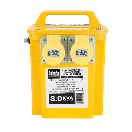 Defender Power E203010 3KVA Transformer 2X 110V 16A - 240V~50Hz