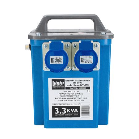 Defender Power E203030 3.3KVA Step-Up Transformer 2x 240V 16A - 240V~50Hz