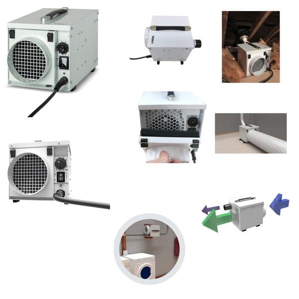 Ecor-Pro DryFan 8 DH800 White  Desiccant Dehumidifier 380 m3/hr 8L/Day 230V~50Hz
