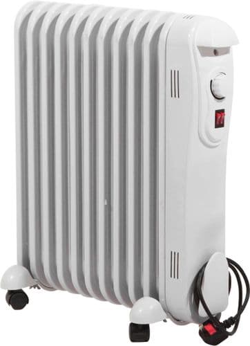 EH1844 Oil Filled Radiator With Castors 3 Heat Settings & Thermostat 2Kw/7000Btu
