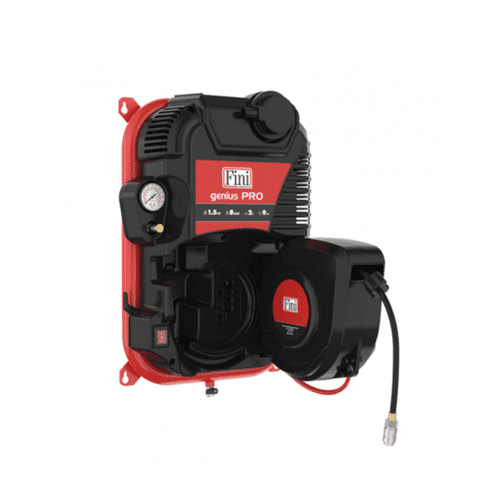 Fini Genius PRO Wall Mounted Air Compressor With 9m Hose Real 1.1KW 8 Bar 2 Ltr Tank 240~50Hz
