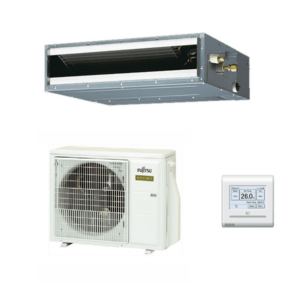 Fujitsu Air Conditioning AIRSTAGE ARXG12KLLAP AOEG12KBTB Slim Duct Heat Pump R32 Install Kit